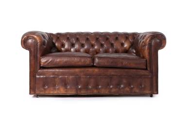 Antico divano 2 posti chesterfield club inglese originale marrone