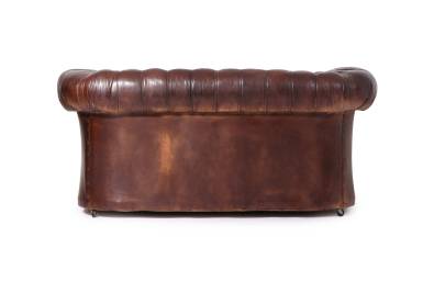 Antico divano 2 posti chesterfield club inglese originale marrone