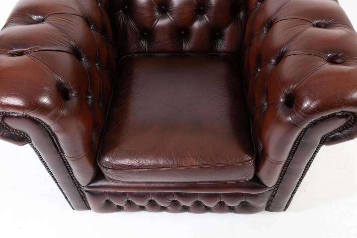 Poltrona chesterfield club inglese vintage originale marrone