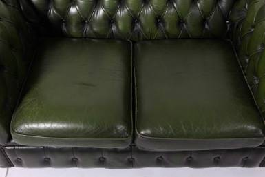 Divano Chesterfield club 2 posti vintage inglese originale verde smeraldo