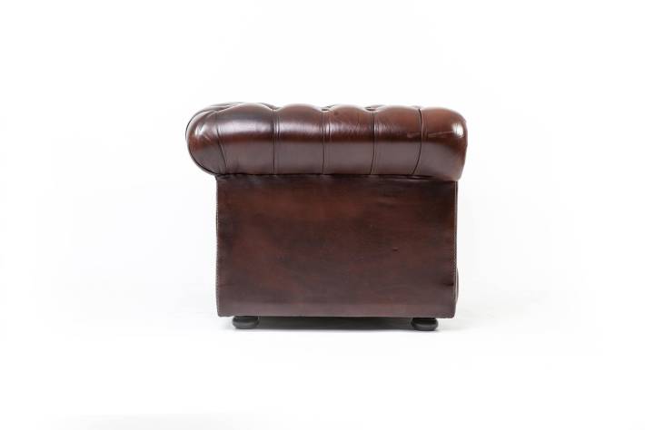 Poltrona chesterfield club inglese vintage originale marrone