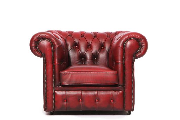 Poltrona chesterfield club inglese originale vintage in pelle bordeaux