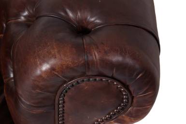 Antico divano 3 posti chesterfield club inglese originale marrone