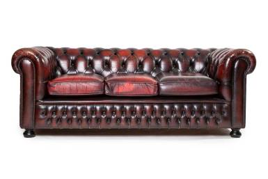 Divano Chesterfield club 3 posti vintage inglese originale bordeaux