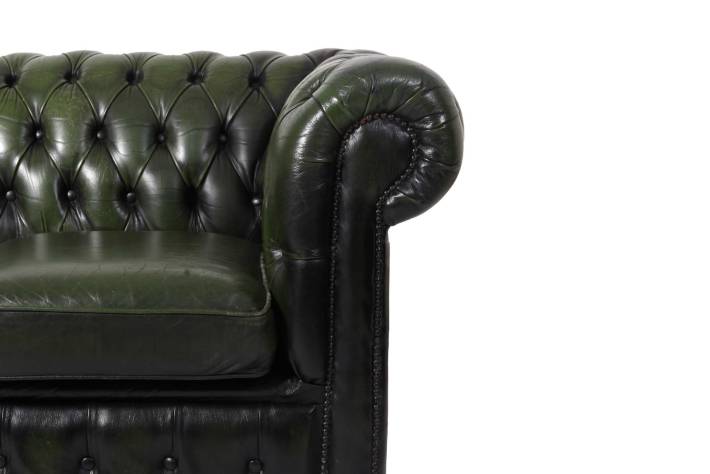 Divano Chesterfield club 2 posti vintage inglese originale verde smeraldo