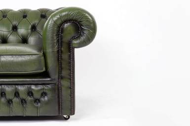 Poltrona chesterfield club inglese vintage originale verde