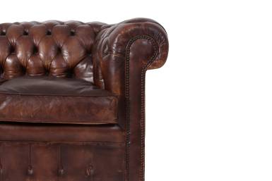 Antico divano 3 posti chesterfield club inglese originale marrone