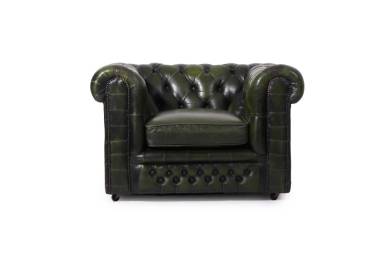 Poltrona chesterfield club vintage inglese originale verde