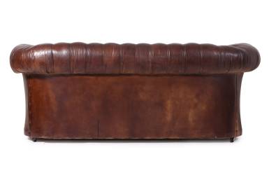 Antico divano 3 posti chesterfield club inglese originale marrone