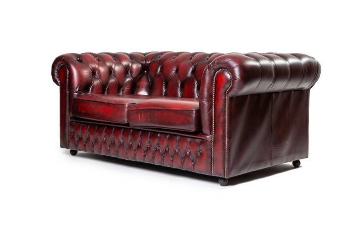 Divano Chesterfield club 2 posti inglese originale vintage bordeaux