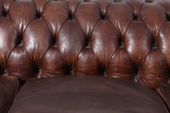 Antico divano 3 posti chesterfield club inglese originale marrone