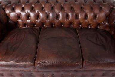 Antico divano 3 posti chesterfield club inglese originale marrone