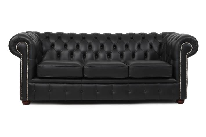 Divano Chesterfield club 3 posti vintage inglese originale nero