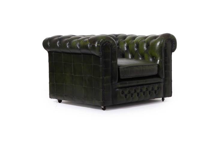 Poltrona chesterfield club vintage inglese originale verde