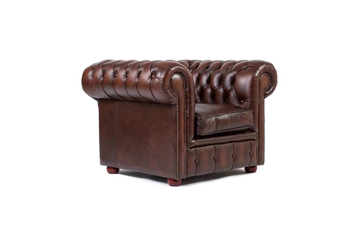 Poltrona chesterfield - TUFTED CLUB - Ralph Lauren Home - in pelle / marrone