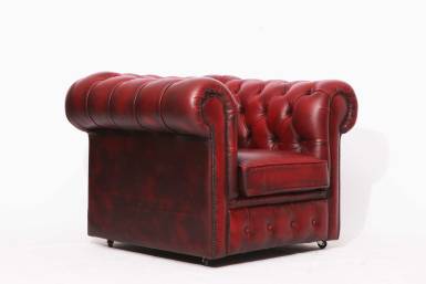 Poltrona chesterfield club inglese originale vintage in pelle bordeaux