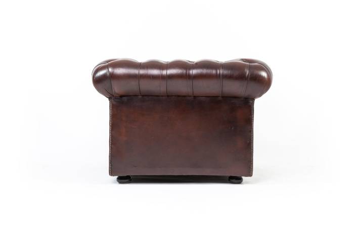 Poltrona chesterfield club inglese vintage originale marrone