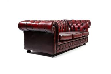 Divano chesterfield club 3 posti vintage inglese bordeaux '90