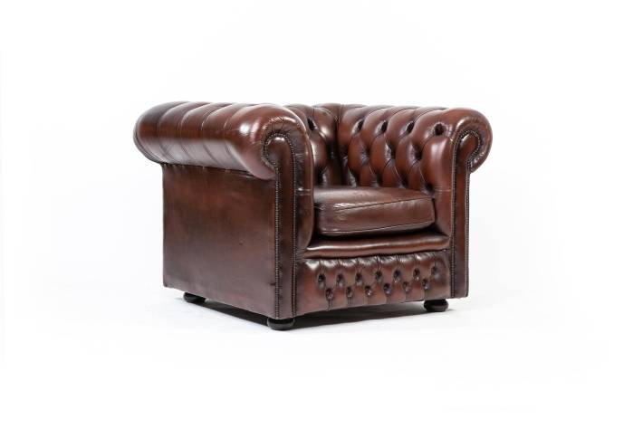 Poltrona chesterfield club inglese vintage originale marrone