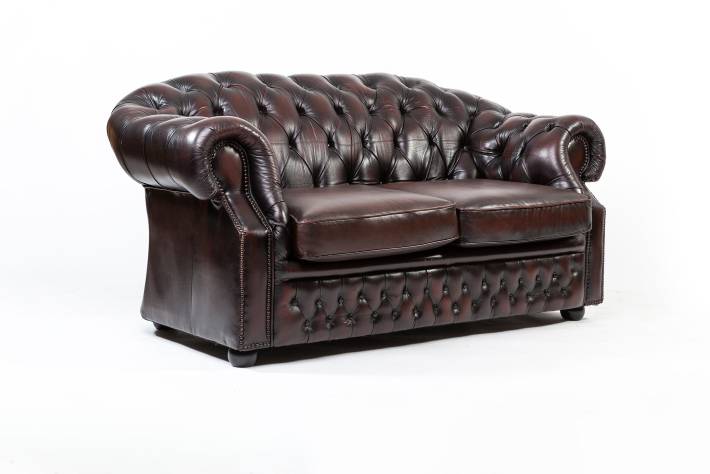 Divano chesterfield club 2 posti inglese vintage marrone