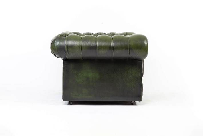 Poltrona chesterfield club inglese vintage originale verde