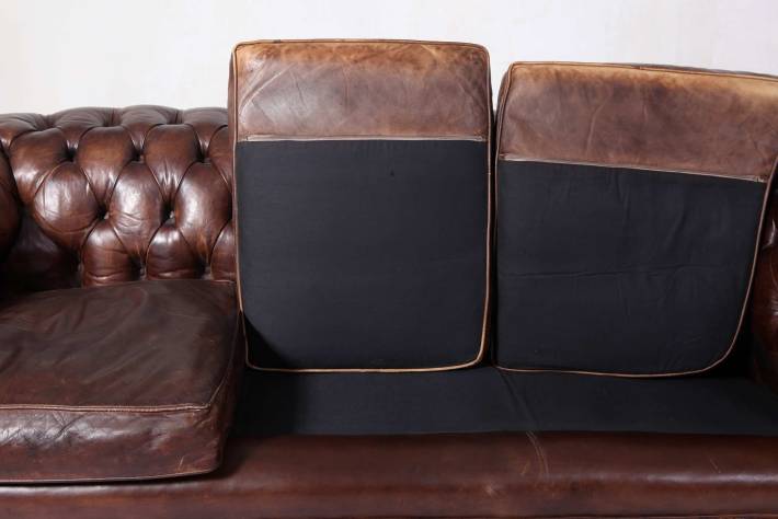 Antico divano 3 posti chesterfield club inglese originale marrone