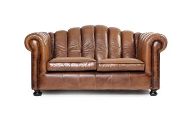 Divano Chesterfield club 2 posti inglese originale vintage marrone