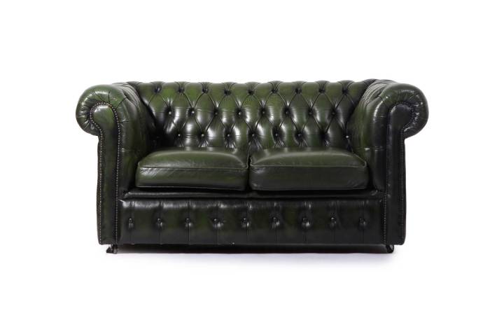 Divano Chesterfield club 2 posti vintage inglese originale verde smeraldo