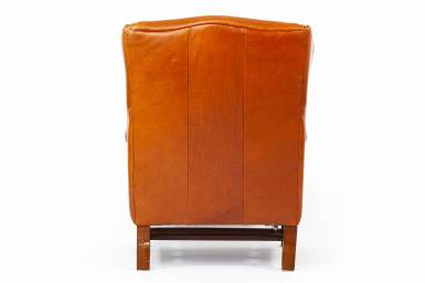 Poltrona inglese bergere in cuoio cognac vintage