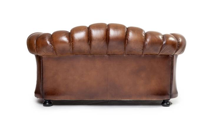 Divano Chesterfield club 2 posti inglese originale vintage marrone