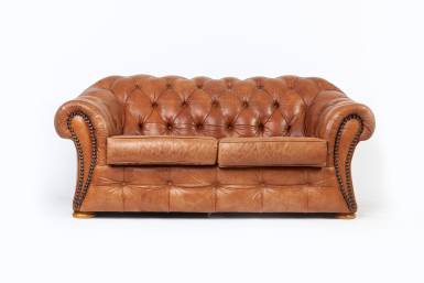 Divano chesterfield club 2 posti inglese vintage originale in cuoio