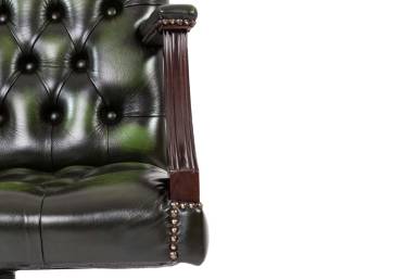 Poltrona chesterfield director da scrivania inglese originale verde anticato