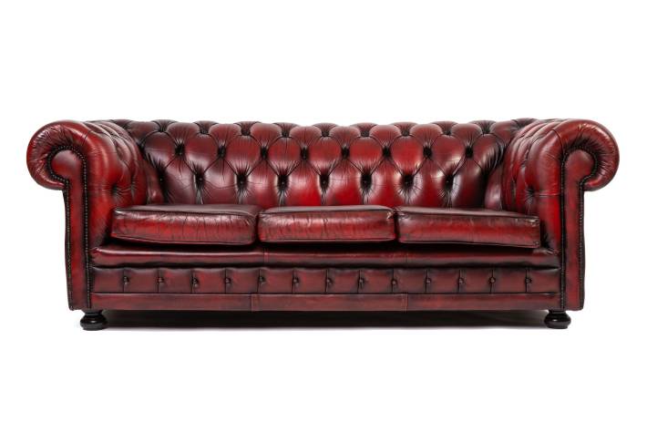 Divano chesterfield club 3 posti vintage inglese bordeaux '90