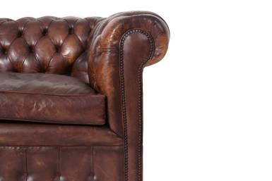 Antico divano 2 posti chesterfield club inglese originale marrone