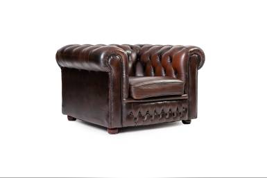 Coppia di poltrone chesterfield club inglese originale vintage marrone