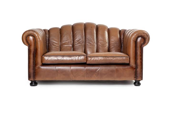 Divano Chesterfield club 2 posti inglese originale vintage marrone