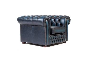 Coppia di poltrone chesterfield club vintage originale inglese blu petrolio