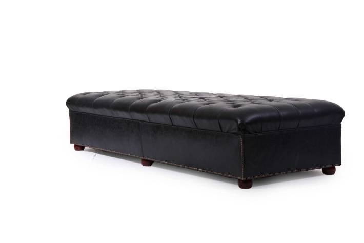 Panca chesterfield 8 posti vintage inglese originale in pelle nera antracite