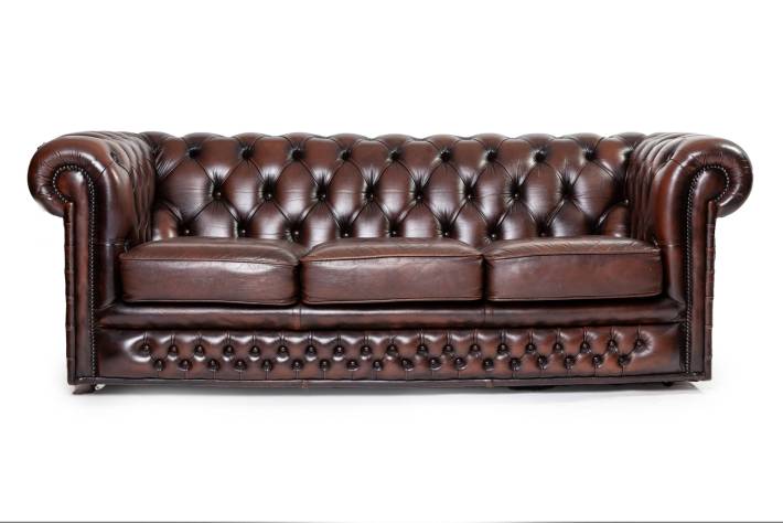 Divano Chesterfield club 3 posti vintage inglese originale marrone