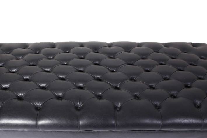 Panca chesterfield 8 posti vintage inglese originale in pelle nera antracite