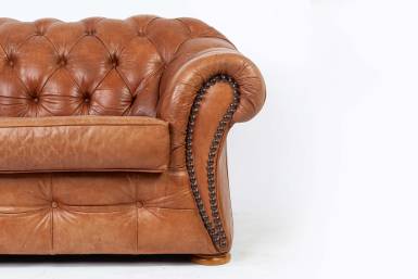 Divano chesterfield club 2 posti inglese vintage originale in cuoio