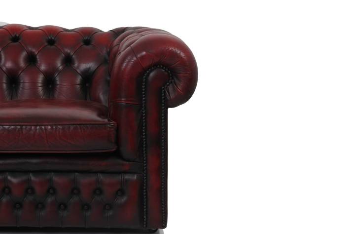 Divano chesterfield club 3 posti vintage originale bordeaux anticato