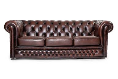 Divano Chesterfield club 3 posti vintage inglese originale marrone