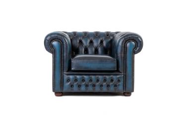 Coppia di poltrone chesterfield club vintage originale inglese blu petrolio