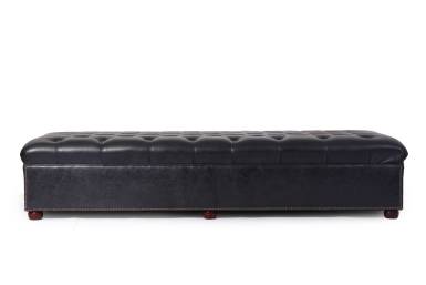 Panca chesterfield 8 posti vintage inglese originale in pelle nera antracite