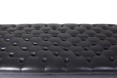 Panca chesterfield 8 posti vintage inglese originale in pelle nera antracite