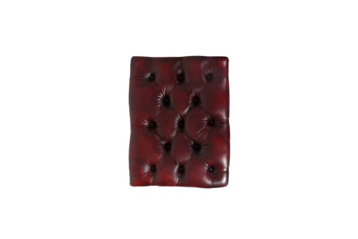 Poggiapiedi chesterfield vintage inglese originale in pelle bordeaux