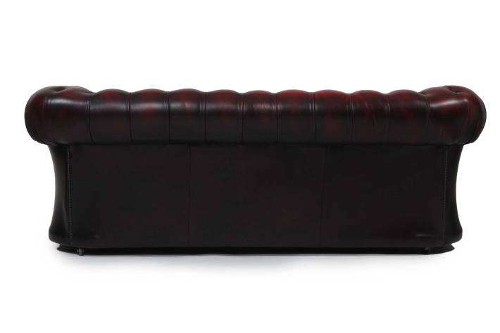 Divano chesterfield club 3 posti vintage originale bordeaux anticato