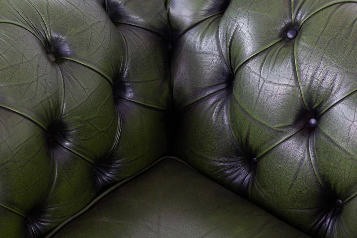 Poltrona chesterfield club inglese vintage originale verde