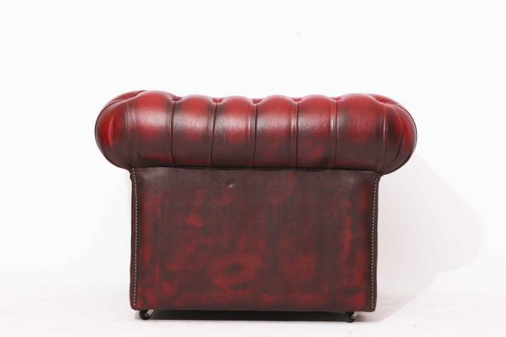 Poltrona chesterfield club inglese originale vintage in pelle bordeaux